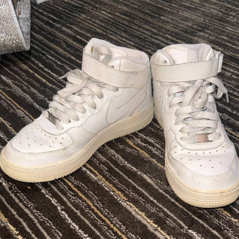 Nike White High-Top Sneakers with Ankle Strap